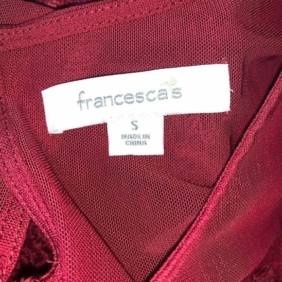 Small Juniors Burgundy Lace Short Sleeve Dress Mesh Event Party Cocktail - Picture 10 of 10